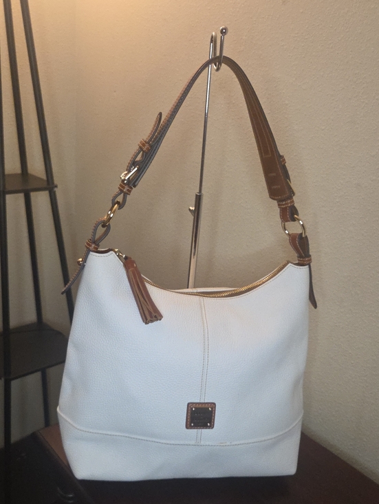 Dooney & Bourke Handbags - Sale! NWOT Dooney & Bourke White Pebble Leather Shoulder Bag with Brown strap.